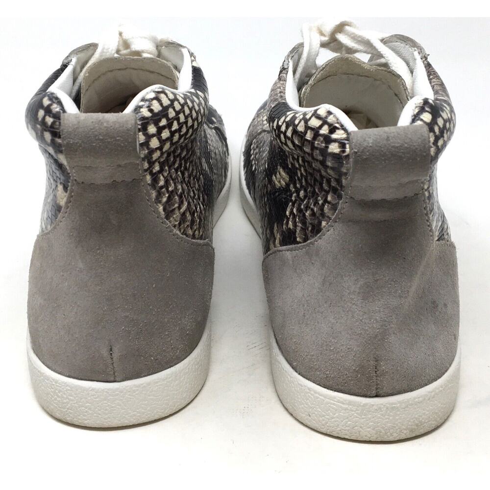 PAIGE Annie Women's Size 8.5 Snake Black/Gray Embossed Mid Top Leather Sneakers - Picture 6 of 7